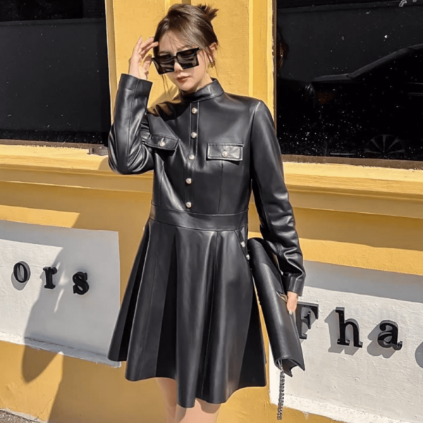 1 Robe longue en cuir pour femme Éternel Prestige