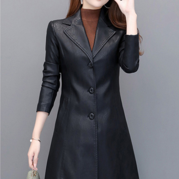 1 Manteau cuir femme noir Éternel prestige