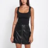 Jupe courte en cuir noir pour femme Éternel Prestige
