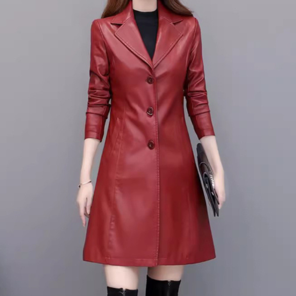 12 Manteau cuir femme rouge Éternel prestige