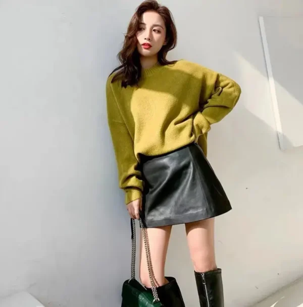 2 Jupe courte taille haute en cuir femme Work Style