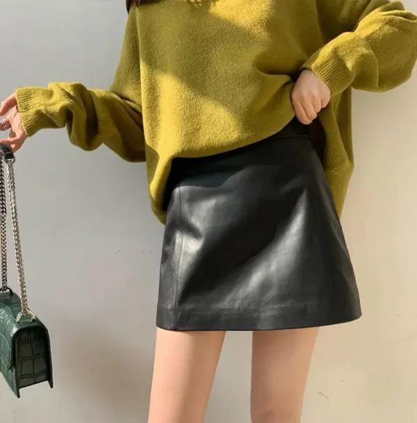 3 Jupe courte taille haute en cuir femme Work Style