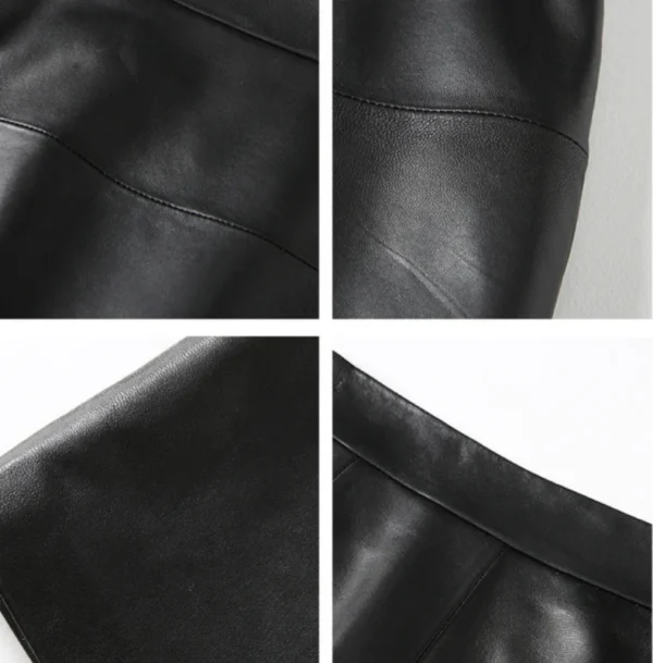 33 Jupe Midi en cuir véritable pour femme Fashion New Star