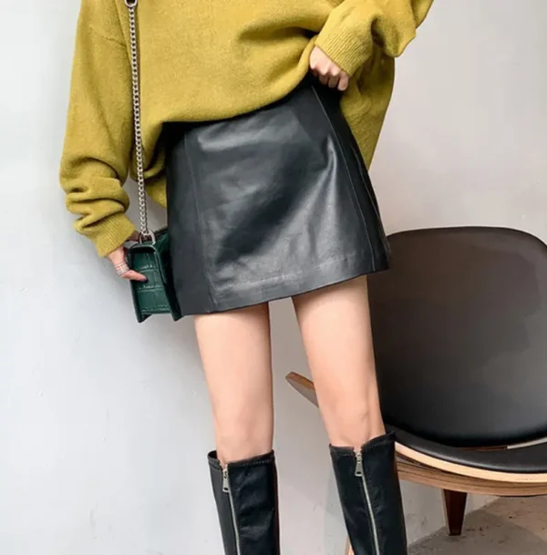 4 Jupe courte taille haute en cuir femme Work Style