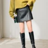 Jupe courte taille haute en cuir femme Work Style