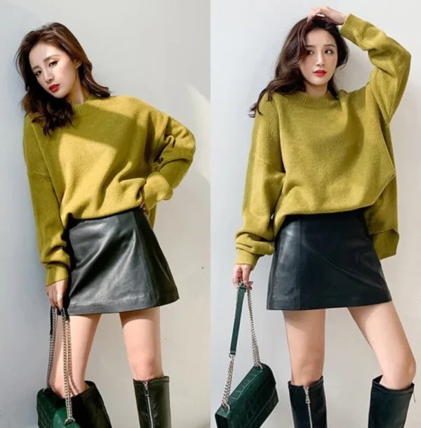 6 Jupe courte taille haute en cuir femme Work Style