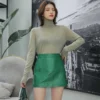 Jupe courte taille haute en cuir femme Work Style