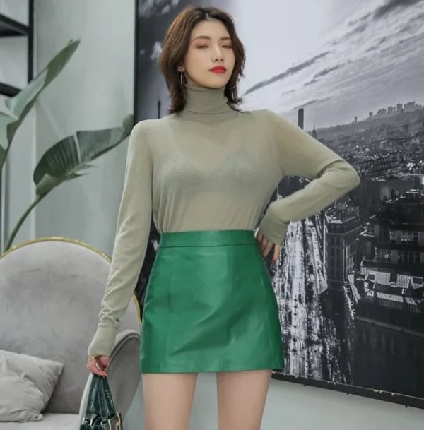 7 Jupe courte taille haute en cuir femme Work Style