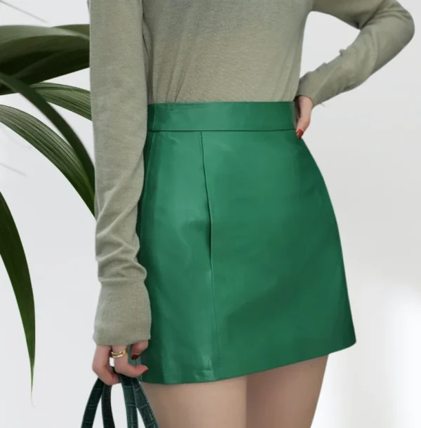 Jupe courte taille haute en cuir femme Work Style Jupe courte taille haute en cuir femme Work Style
