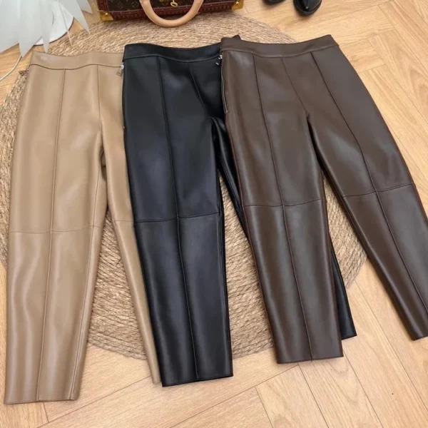kf-S658bd4a1e4b5462d819dc38e21db8e65y-Pantalon-en-cuir-de-mouton-v-ritable-pour-femmes-nouveaut-d-contract-polyvalent-Slim-E14-2023 Pantalon en Cuir véritable Fashion Fit
