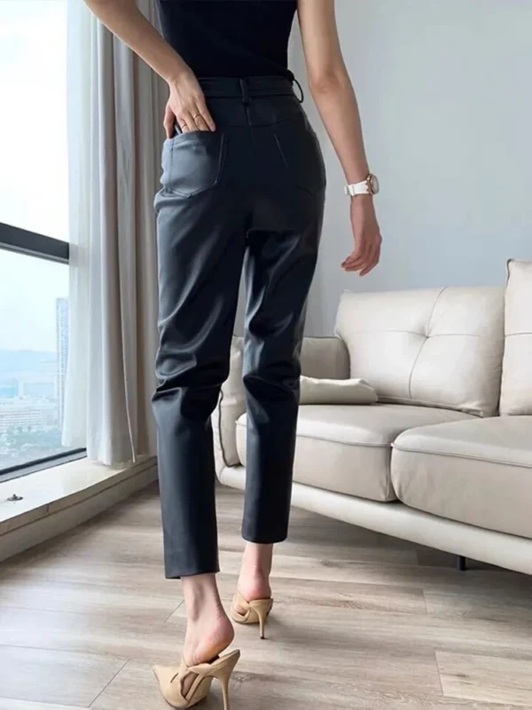 kf-Seaf9f67f27374840ae30d6e84f4bcab1U-Pantalon-en-cuir-de-mouton-v-ritable-pour-femme-100-naturel-longueur-de-rin-age-haute Pantalon cuir fashion fit Éternel Prestige