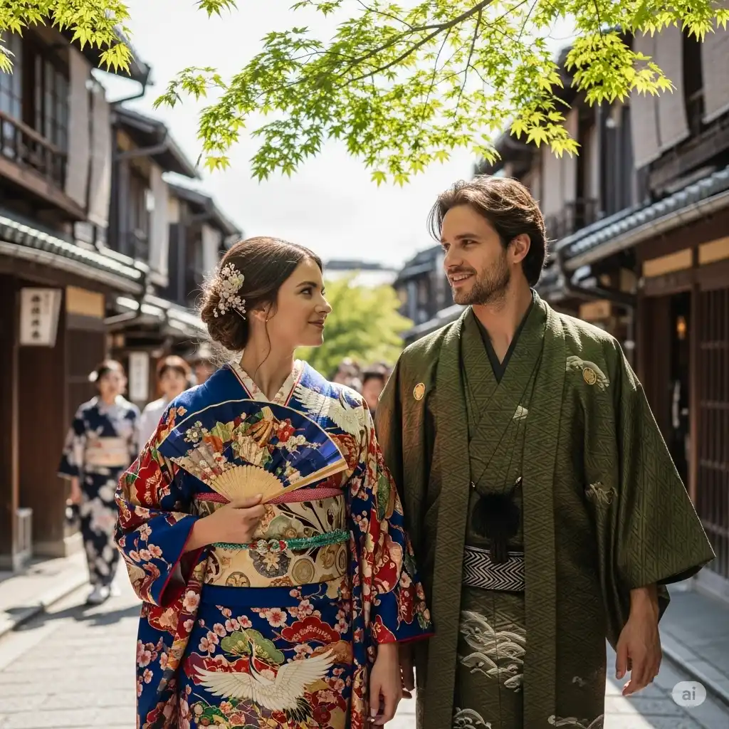 deux-les-individus-traditionnelle-japonais-kimonos